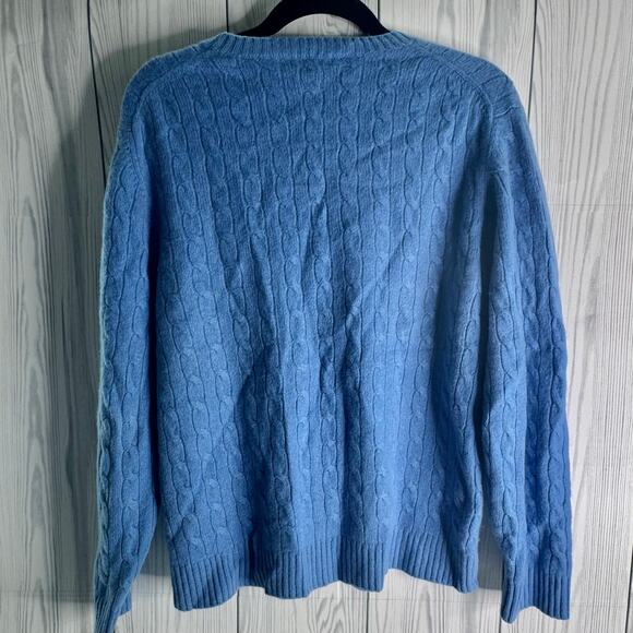 GRANT THOMAS 2 Ply Cashmere Pullover Sweater Crew Neck Soft Fuzzy Blue Size L - Picture 5 of 8